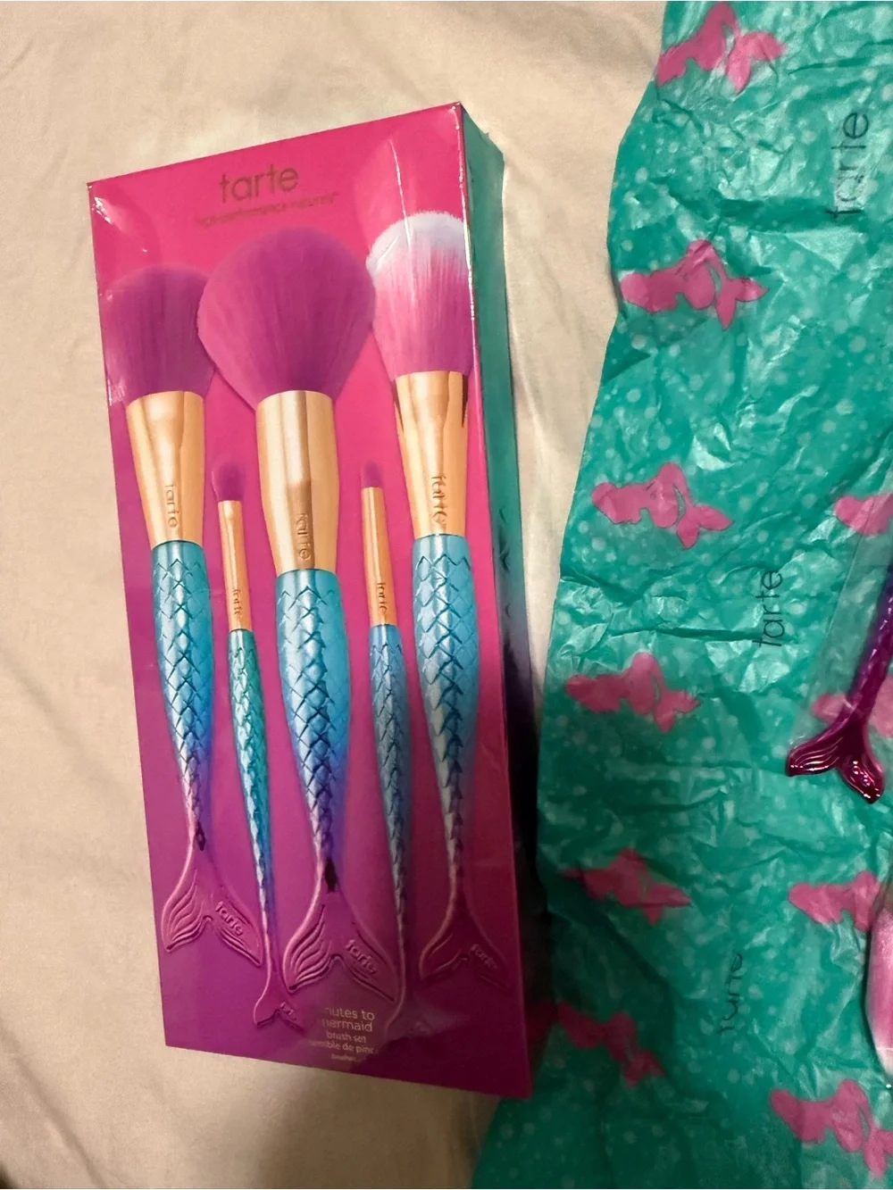 tarte Mermaid Tale Makeup Brush Set - Teal & Hot Pink